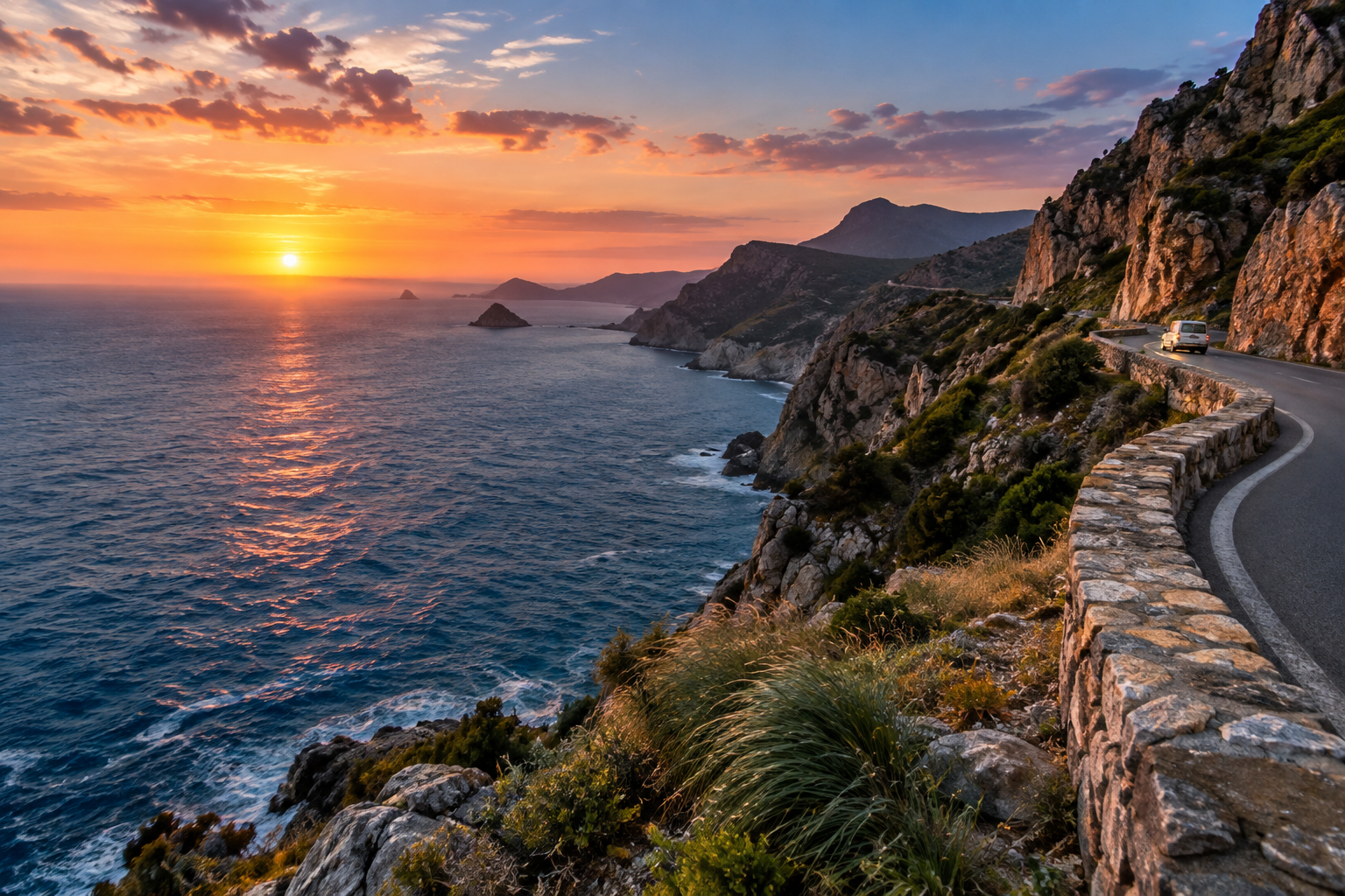 Illustrative coastal road, not a photograph from Gagan's travels